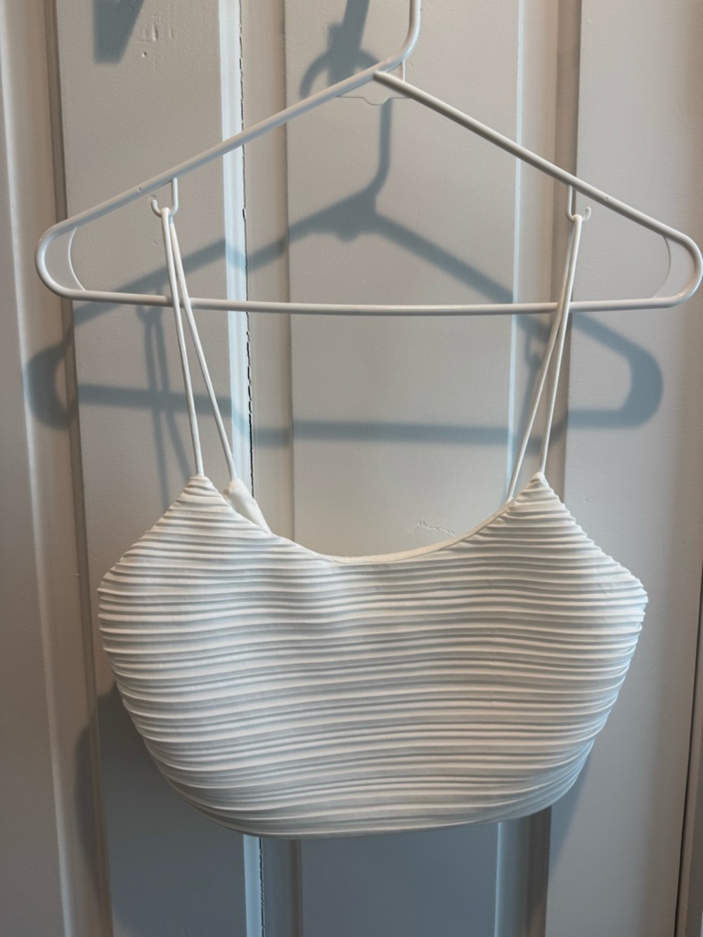 White Ribbed Crop Tank Top